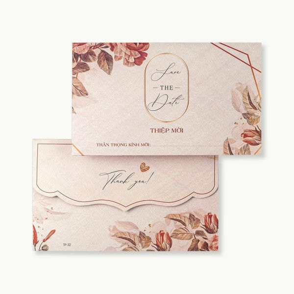Thiệp cưới màu hồng: Bốn mùa