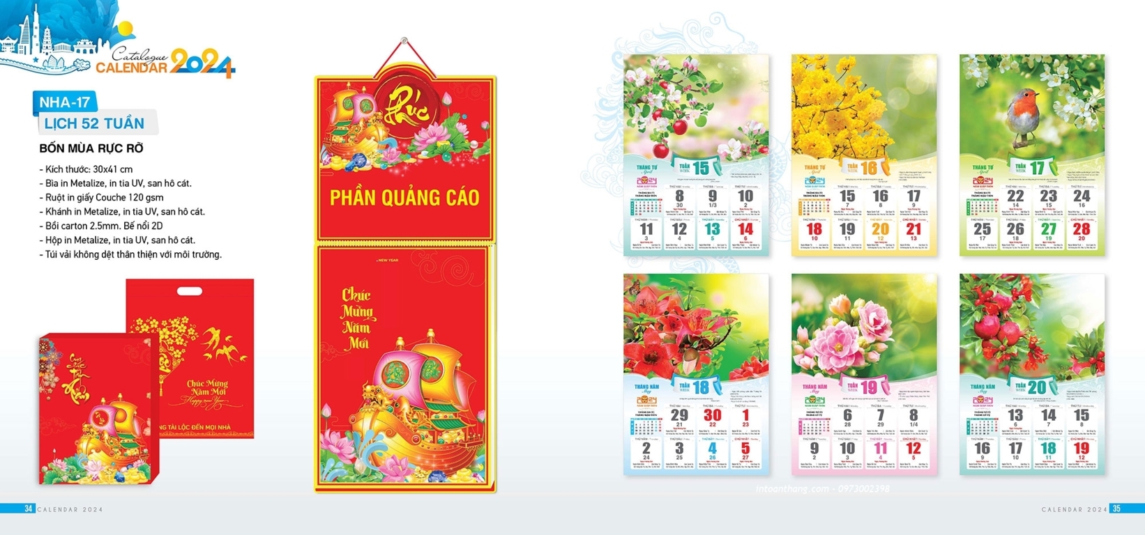 Các loại lịch 52 tuần phổ biến